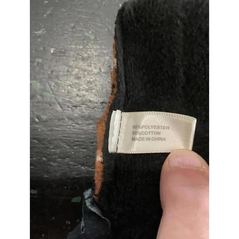 Cozy Brown Plaid Gloves with Black Trim and Button Detail